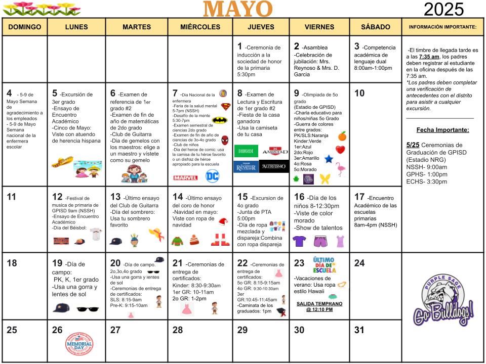  Calendario de Mayo